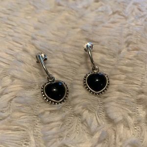 Pandora Black Heart Earrings